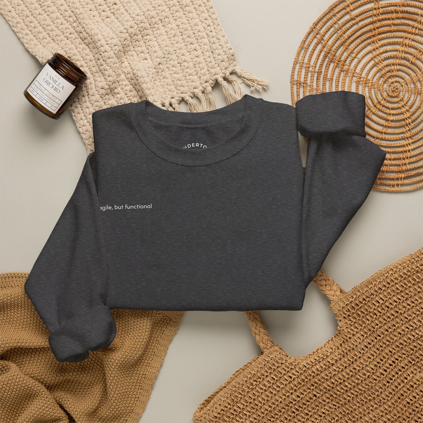 fragile, but functional - crewneck sweater with hermit crab