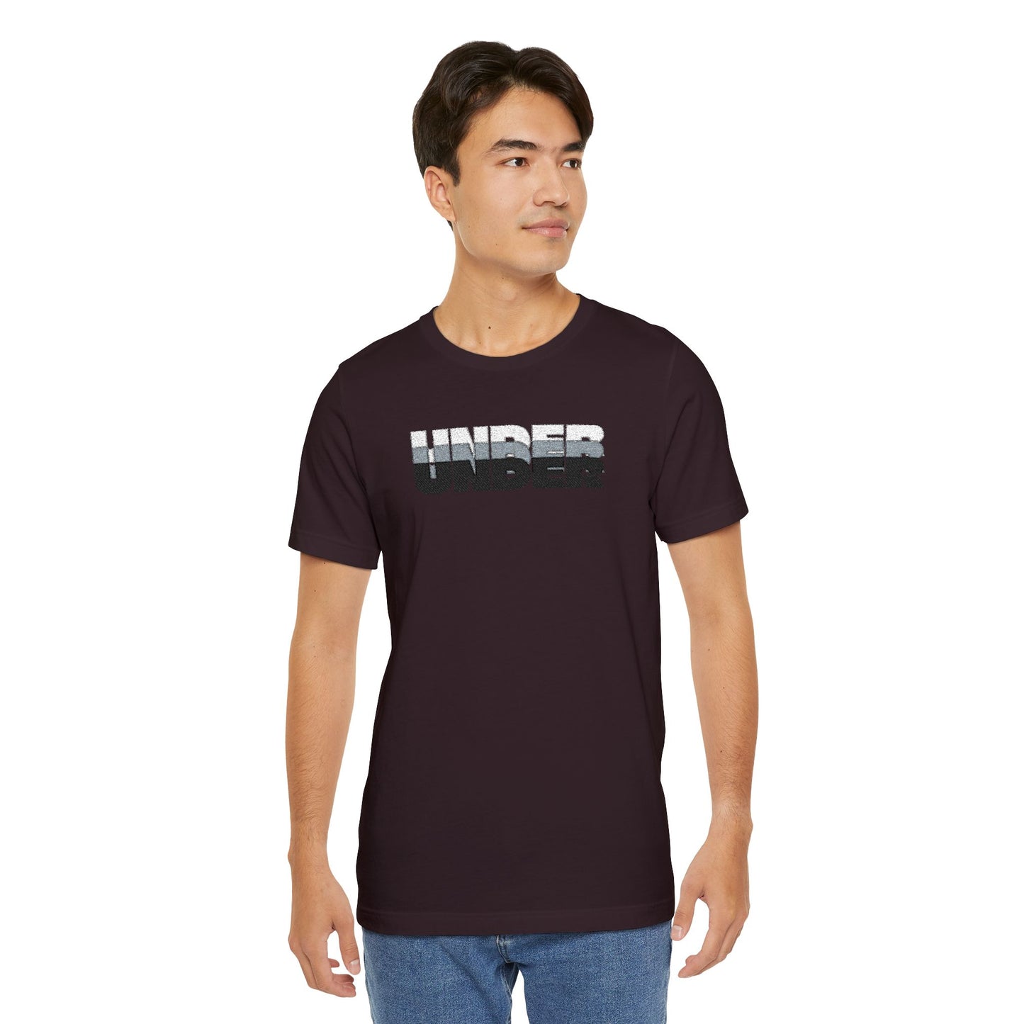 'UNDER' embroidered slogan tee - unisex vintage-style soft tshirt