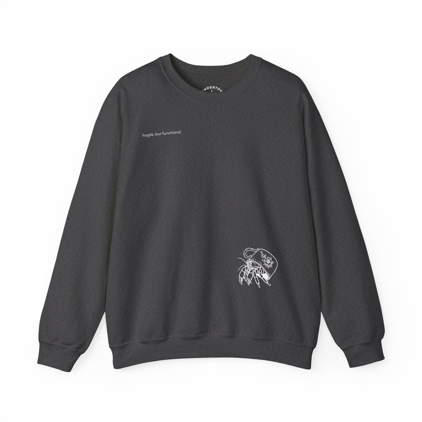 fragile, but functional - crewneck sweater with hermit crab