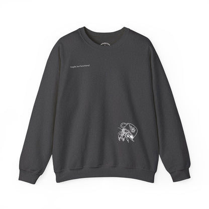 fragile, but functional - crewneck sweater with hermit crab