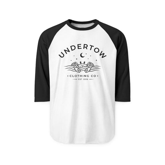 Undertow Clothing Co logo raglan tee - vintage style 3/4 sleeve tshirt