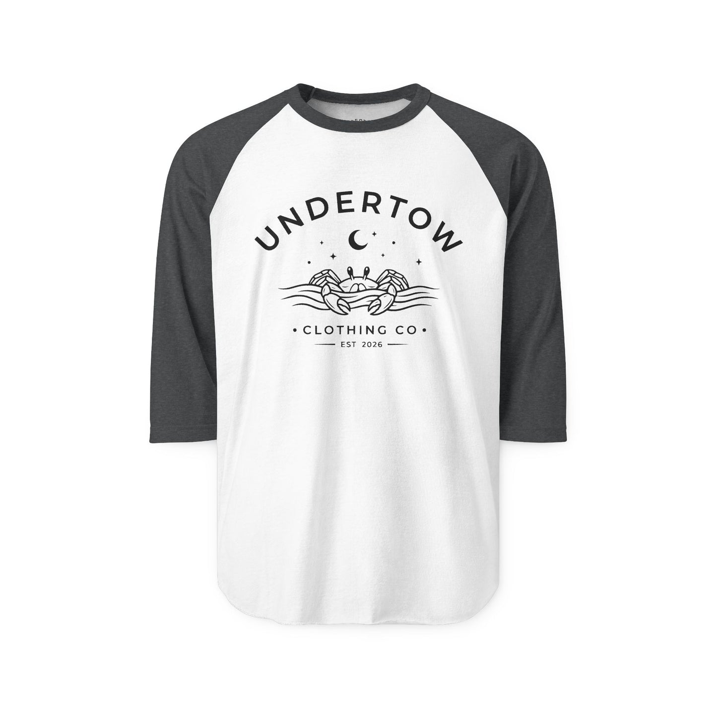 Undertow Clothing Co logo raglan tee - vintage style 3/4 sleeve tshirt
