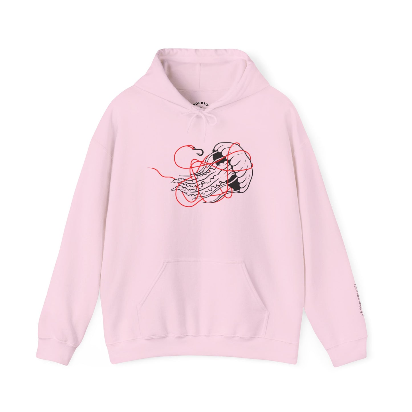 soft things snag easily - jellyfish and fishing line graphic hoodie