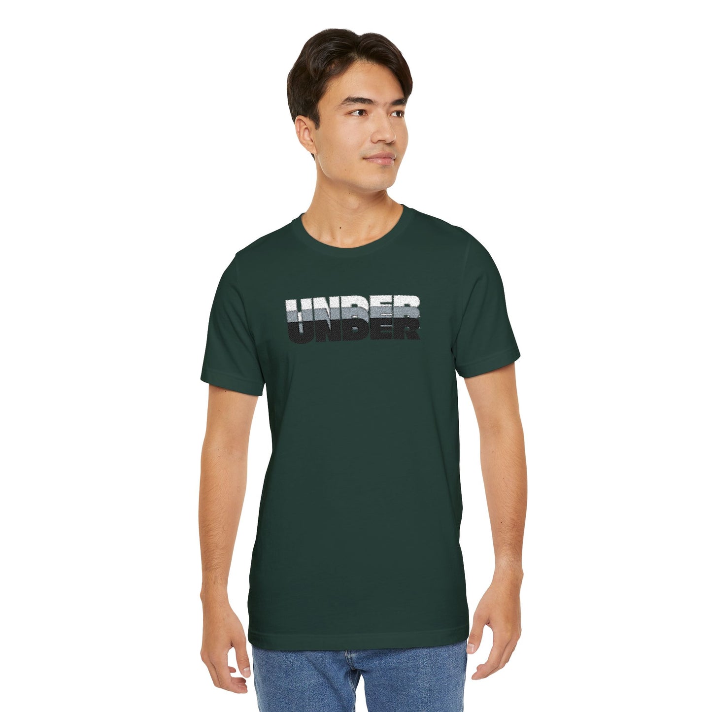 'UNDER' embroidered slogan tee - unisex vintage-style soft tshirt
