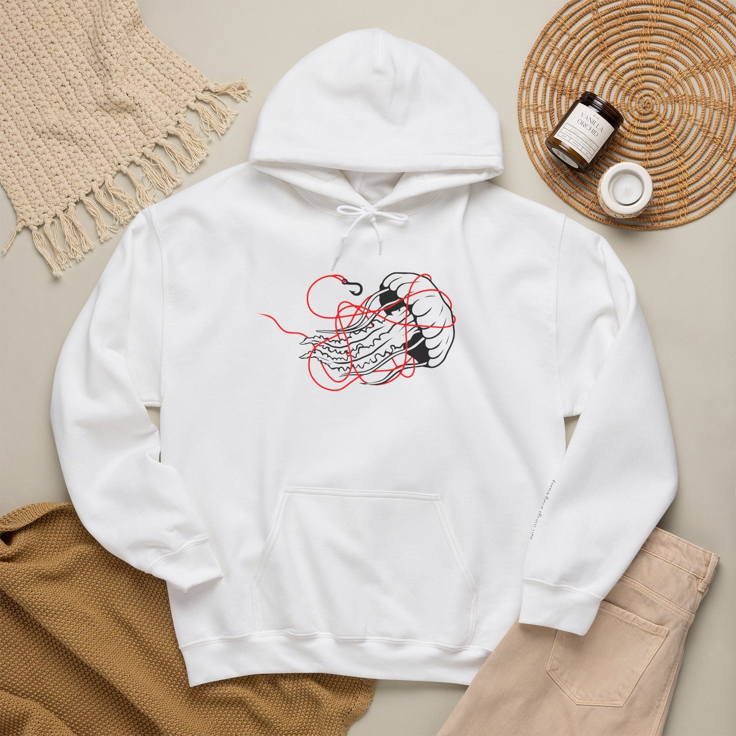 soft things snag easily - jellyfish and fishing line graphic hoodie