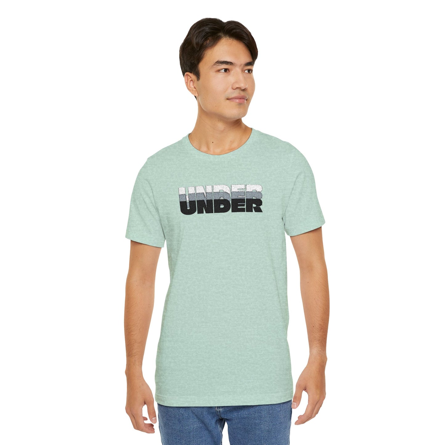 'UNDER' embroidered slogan tee - unisex vintage-style soft tshirt