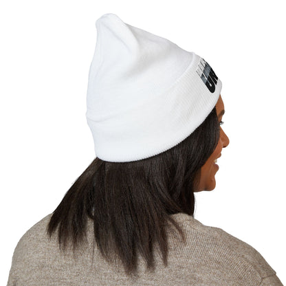 'under' bold font embroidered beanie - unisex cuffed stretch toque