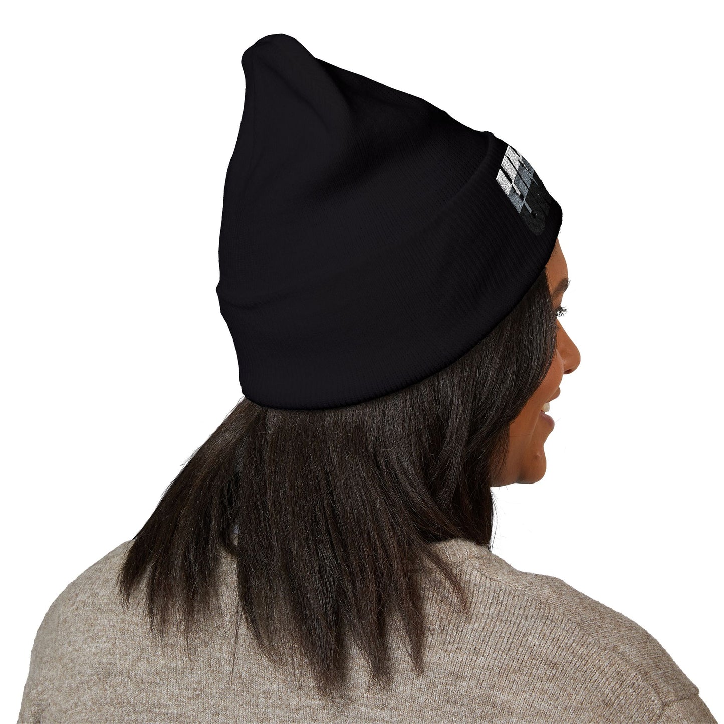 'under' bold font embroidered beanie - unisex cuffed stretch toque