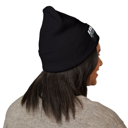 'under' bold font embroidered beanie - unisex cuffed stretch toque