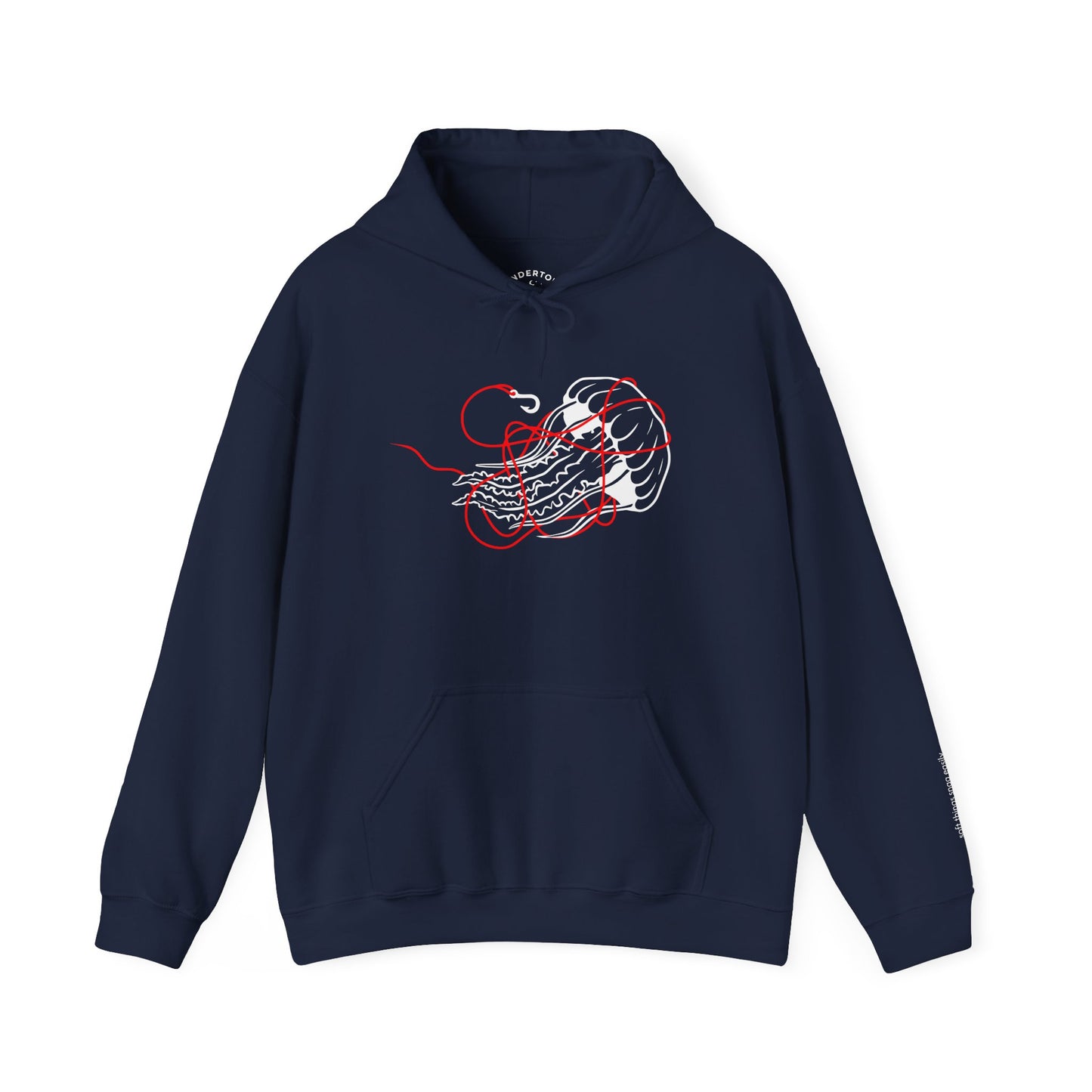 soft things snag easily - jellyfish and fishing line graphic hoodie